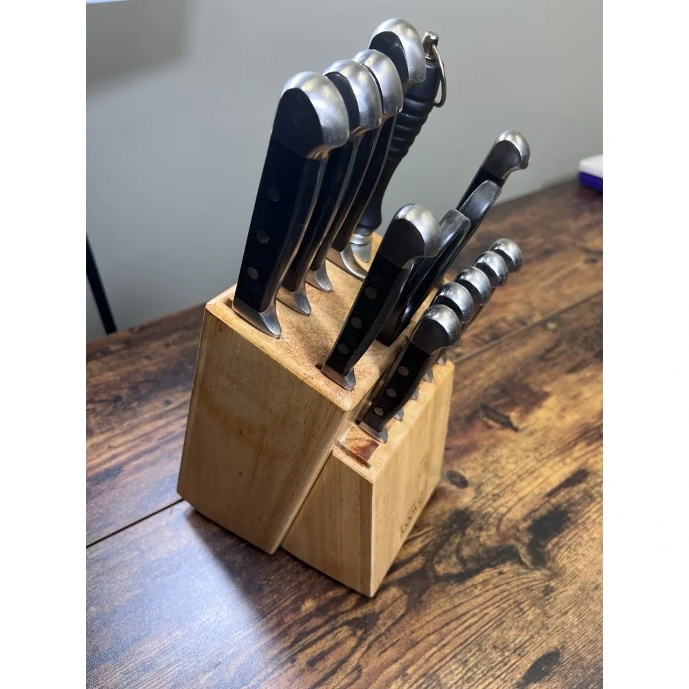 Vintage Cooks JC Penny Wooden Knife Block Set 13 Piece